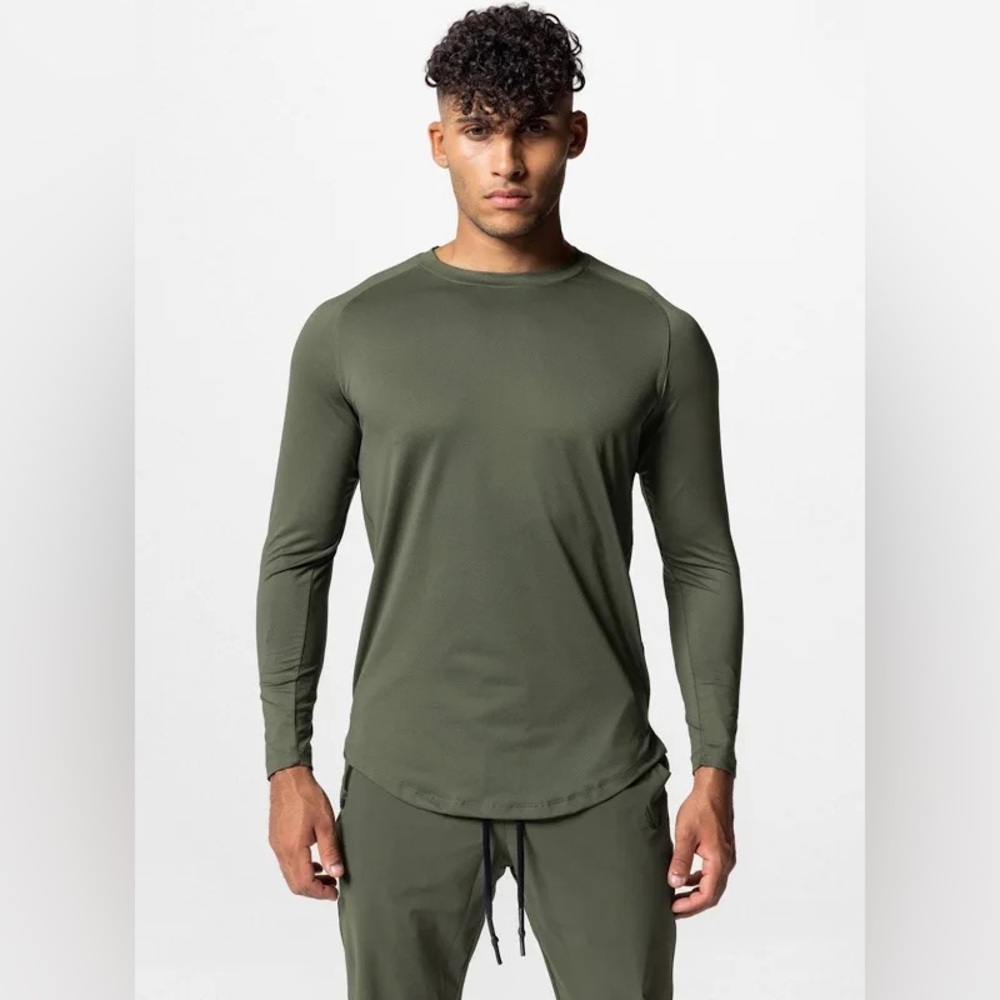 ASRV Nano Mesh Established Medium Long Sleeve Training T-Shirt in Sage